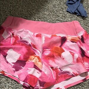 Athleta Pink and Red Patterned Athletic Shorts